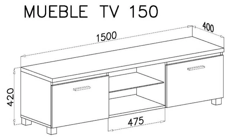 Meuble Bas TV LED Blanc Mat-Noir Laqué 4 Meuble Bas TV LED Blanc Mat-Noir Laqué – Image 2