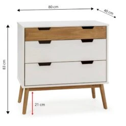 Commode Baku 3 Tiroirs Blanc/bois -VIDAXL || Leitmotiv || Emma Soldes Magasin 0a31e182f4364967a8f5c9621ceef4f1