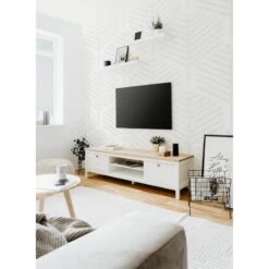 Meuble TV 2 Tiroirs L160 Cm Bergen 23 Meuble TV 2 Tiroirs L160 Cm Bergen -VIDAXL || Leitmotiv || Emma Soldes Magasin 1000310622 211118 06055600079 MOOD DETAILS P000000001000310622 mood