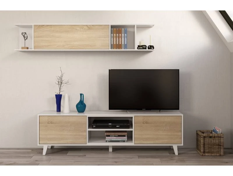 Meuble TV 2 Portes Avec 2 Niches 4 Meuble TV 2 Portes Avec 2 Niches – Image 2