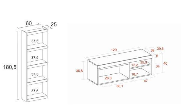 Ensemble Meuble TV120 NATURALE + Etagère 5 Ensemble Meuble TV120 NATURALE + Etagère – Image 3