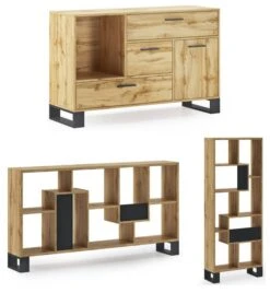 Set Hall LOFT Rustique-Buffet-Étagère