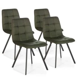 Set De 4 Chaises Mila Tapissées Vert