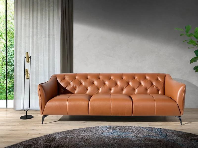 Canapé 3 Places En Cuir Et Acier 4 Canapé 3 Places En Cuir Et Acier – Image 2