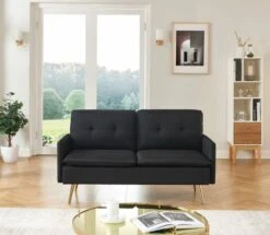 Canapé Droit ADAM Fixe Tissu Noir -VIDAXL || Leitmotiv || Emma Soldes Magasin 262fec2270e741c9b98b34596311561a