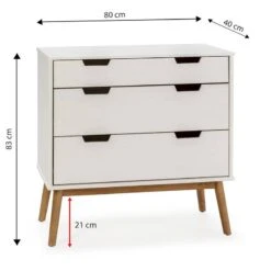 Commode Baku 3 Tiroirs Blanc/bois -VIDAXL || Leitmotiv || Emma Soldes Magasin 2632f1abba1c4c57a0168dcc1a347d04