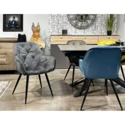 Lot 2 Chaises Velours Pieds Gris - STERN -VIDAXL || Leitmotiv || Emma Soldes Magasin 29888989921e407489479a928dd10ade