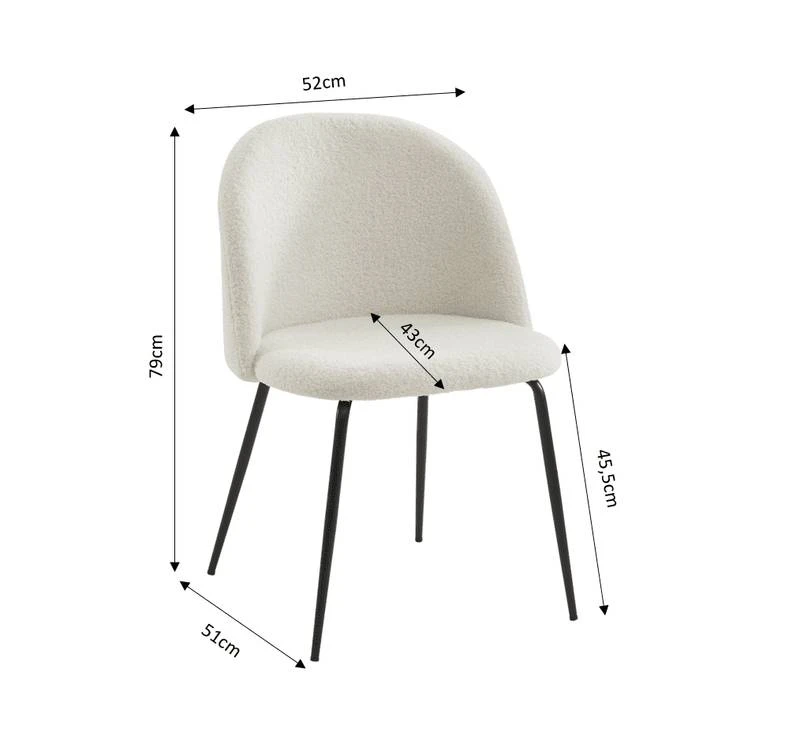 Chaise En Tissu Bouclette Et Métal Aimée 5 Chaise En Tissu Bouclette Et Métal Aimée – Image 3