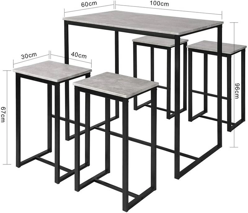 Table + 4 X Tabourets De Bar OGT15-N 18 Table + 4 X Tabourets De Bar OGT15-N – Image 16