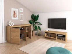 Set NATURAL Buffet-M.Tv120cm Chêne/Noir -VIDAXL || Leitmotiv || Emma Soldes Magasin 48f17d7b897f4d5ea1277fa7639dc0e8