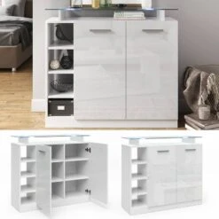 Commode Asti Blanc Brillant & LED -VIDAXL || Leitmotiv || Emma Soldes Magasin 5812102edfc046e18205599a957aca1f