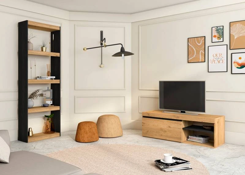 Ensemble Meuble TV120 NATURALE + Etagère 4 Ensemble Meuble TV120 NATURALE + Etagère – Image 2