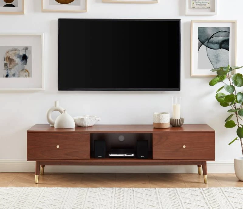 Meuble TV Vintage En Bois Foncé 4 Meuble TV Vintage En Bois Foncé – Image 2