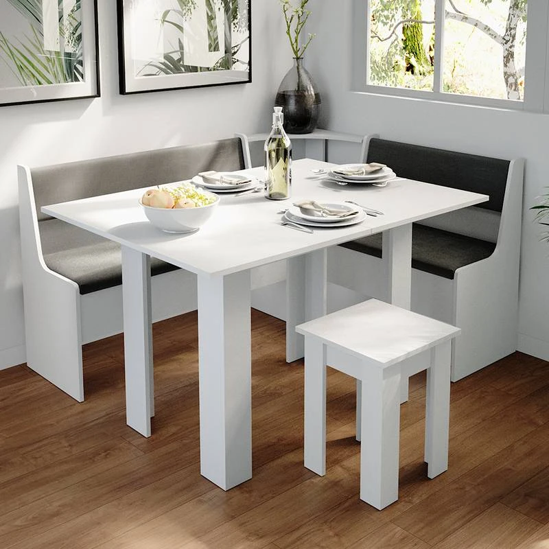 Table à Manger Roman Blanche & Tabouret 4 Table à Manger Roman Blanche & Tabouret – Image 2