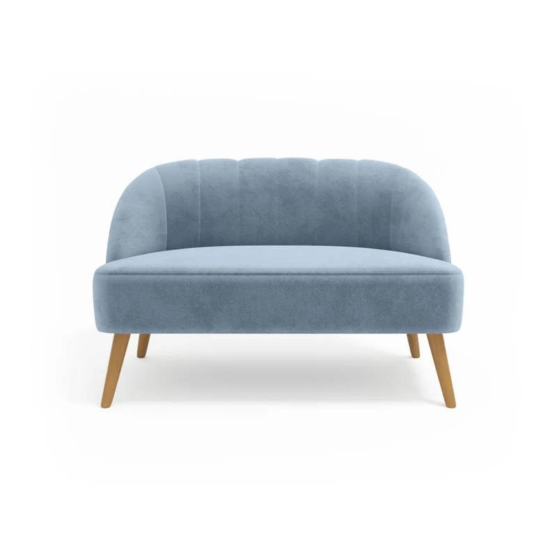Canapé 2 Places En Velours Bleu Perle 4 Canapé 2 Places En Velours Bleu Perle – Image 2