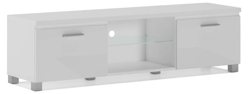 Meuble Bas TV LED Blanc Mat-Noir Laqué 7 Meuble Bas TV LED Blanc Mat-Noir Laqué – Image 5