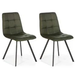 Set De 2 Chaises Mila Tapissées Vert