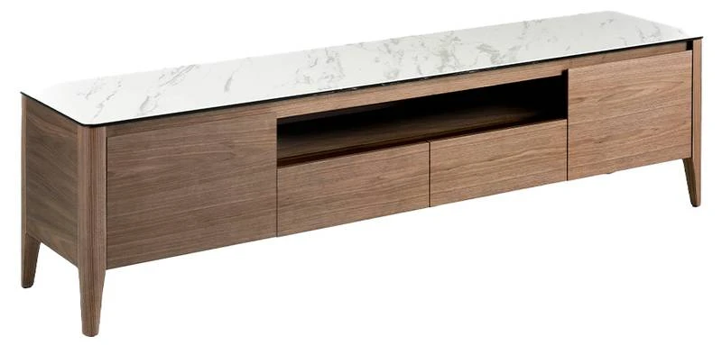 Meuble TV En Bois De Noyer Et Porcelaine 3 Meuble TV En Bois De Noyer Et Porcelaine