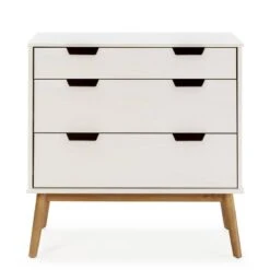 Commode Baku 3 Tiroirs Blanc/bois -VIDAXL || Leitmotiv || Emma Soldes Magasin 7112b05932c340458c9de063371d5cdf