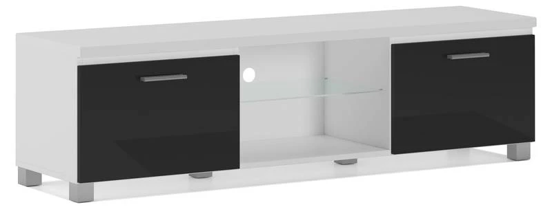 Meuble Bas TV LED Blanc Mat-Noir Laqué 3 Meuble Bas TV LED Blanc Mat-Noir Laqué