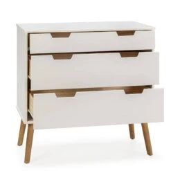 Commode Baku 3 Tiroirs Blanc/bois -VIDAXL || Leitmotiv || Emma Soldes Magasin 771a10df679b4e16b68e1cf2ac480b84