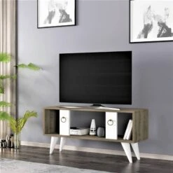 Meuble TV Norsjö Effet Noyer / Blanc -VIDAXL || Leitmotiv || Emma Soldes Magasin 794c65ffc1a747068adbbd5ca8502cf1