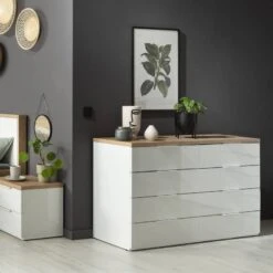 Commode 8 Tiroirs Décor Blanc Laqué -VIDAXL || Leitmotiv || Emma Soldes Magasin 7ab2751da5034ac892da6fb49182697c