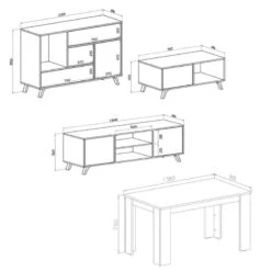 Set Buffet-M.TV-T.Basse-Table Ciment/Bl. 15 Set Buffet-M.TV-T.Basse-Table Ciment/Bl. -VIDAXL || Leitmotiv || Emma Soldes Magasin 936672980682434b8e0aebc9ffab64ed