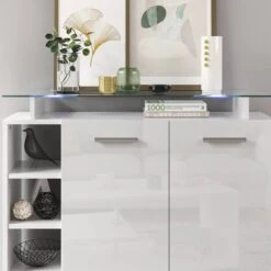 Commode Asti Blanc Brillant & LED -VIDAXL || Leitmotiv || Emma Soldes Magasin 9d8dabf249434534bc54b394f68c4248