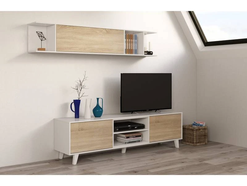 Meuble TV 2 Portes Avec 2 Niches 5 Meuble TV 2 Portes Avec 2 Niches – Image 3