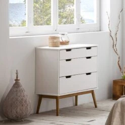 Commode Baku 3 Tiroirs Blanc/bois -VIDAXL || Leitmotiv || Emma Soldes Magasin a89a52b35ac841cba61c79cf6c439fd5