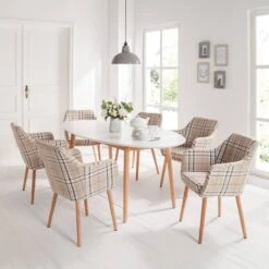 Chaise à Accoudoirs Leedy III -VIDAXL || Leitmotiv || Emma Soldes Magasin armlehnenstuhl leedy iii webstoff eiche massiv beige eiche 4786648