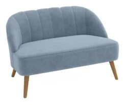 Canapé 2 Places En Velours Bleu Perle
