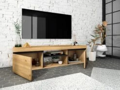 Meuble TV NATURALE Chêne/Noir 140x40x41 -VIDAXL || Leitmotiv || Emma Soldes Magasin b38dd5ae6ddb41c58434cdbc3415c8f6