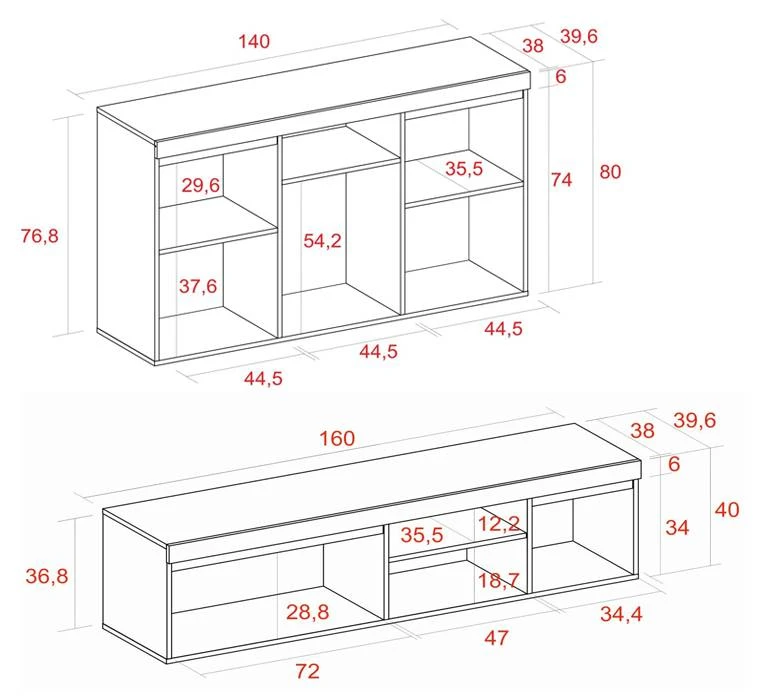 Set NATURAL Buffet-M.Tv160cm Chêne/Noir 5 Set NATURAL Buffet-M.Tv160cm Chêne/Noir – Image 3