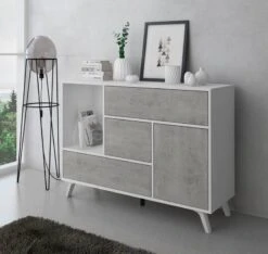 Set Buffet-M.TV-T.Basse-Table Ciment/Bl. 17 Set Buffet-M.TV-T.Basse-Table Ciment/Bl. -VIDAXL || Leitmotiv || Emma Soldes Magasin ba4e48ad4f044323b324e54703b288ac