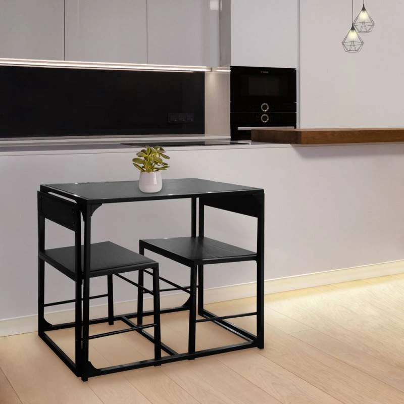 Pack 1 Table 2 Chaises Bois Pieds Métal 3 Pack 1 Table 2 Chaises Bois Pieds Métal – Image 2