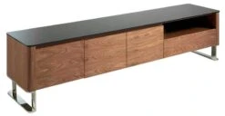 Meuble TV En Bois Et Verre Noir