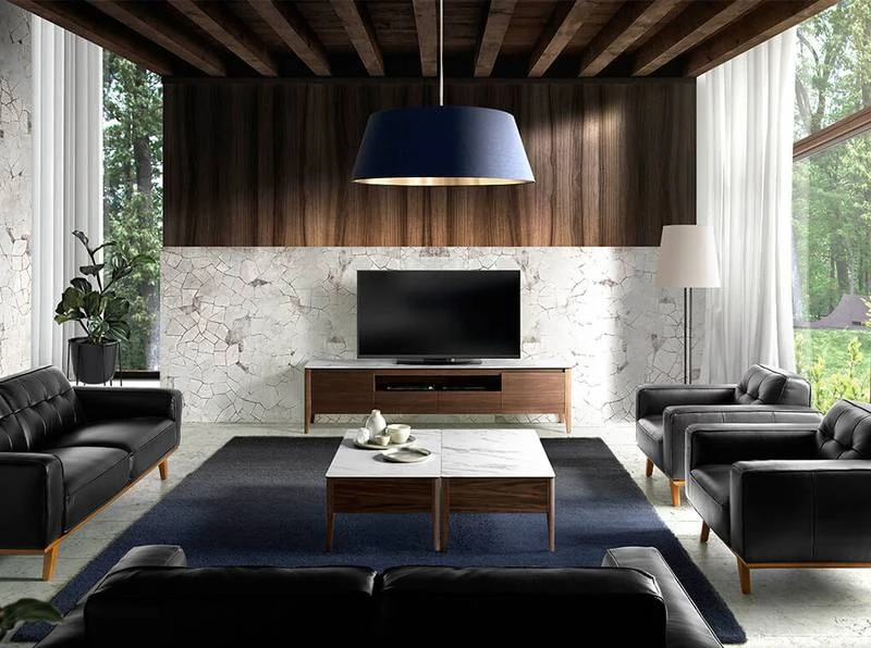 Meuble TV En Bois De Noyer Et Porcelaine 5 Meuble TV En Bois De Noyer Et Porcelaine – Image 3