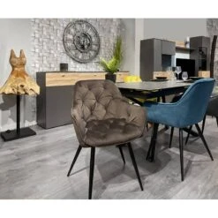 Lot 2 Chaises Velours Pieds Gris - STERN -VIDAXL || Leitmotiv || Emma Soldes Magasin ce863bae339f421fadef31f1745ba003