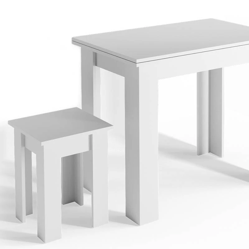 Table à Manger Roman Blanche & Tabouret 7 Table à Manger Roman Blanche & Tabouret – Image 5