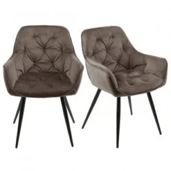 Lot 2 Chaises Velours Pieds Gris - STERN -VIDAXL || Leitmotiv || Emma Soldes Magasin ddcc85e860874d45954ea17a75ba8a23