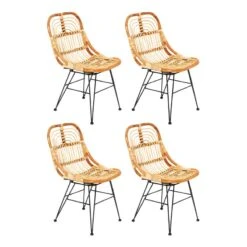 Villa - Chaise En Rotin Naturel Et Pieds