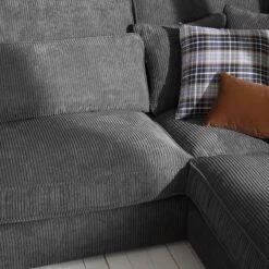 Canapé D'angle Coolock -VIDAXL || Leitmotiv || Emma Soldes Magasin ecksofa coolock cord ottomane davorstehend rechts dunkelgrau 5063908