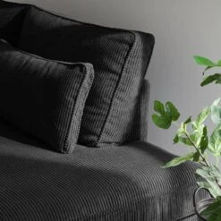 Canapé D'angle Coolock -VIDAXL || Leitmotiv || Emma Soldes Magasin ecksofa coolock cord ottomane davorstehend rechts schwarz 5063984