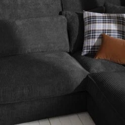 Canapé D'angle Coolock -VIDAXL || Leitmotiv || Emma Soldes Magasin ecksofa coolock cord ottomane davorstehend rechts schwarz 5063988