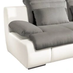 Canapé D'angle Delsbo (convertible) 26 Canapé D'angle Delsbo (convertible) -VIDAXL || Leitmotiv || Emma Soldes Magasin ecksofa delsbo mit schlaffunktion kunstleder flachgewebe longchair davorstehend rechts weiss grau 3511145