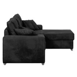 Canapé D'angle Dulmen (convertible) 30 Canapé D'angle Dulmen (convertible) -VIDAXL || Leitmotiv || Emma Soldes Magasin ecksofa dulmen mit schlaffunktion samtstoff longchair beidseitig montierbar schwarz 1231774