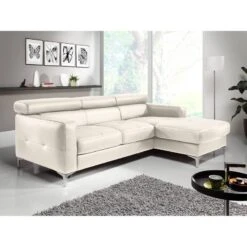 Canapé D'angle Eduardo I -VIDAXL || Leitmotiv || Emma Soldes Magasin ecksofa eduardo i echtleder longchair ottomane davorstehend rechts mit schlaffunktion weiss 4906232