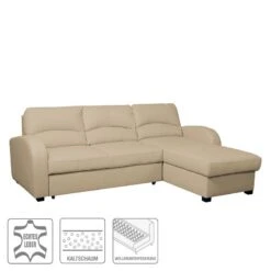 Canapé D'angle Parilla (convertible) 38 Canapé D'angle Parilla (convertible) -VIDAXL || Leitmotiv || Emma Soldes Magasin ecksofa parilla mit schlaffunktion echtleder longchair davorstehend rechts warmes beige 229 cm 4379820